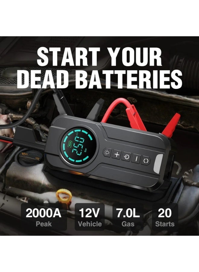 SUPER 5 4 in 1 Jump Starter Air Pump Portable Air Compressor Power Bank Lighting Car Battery Starter Starting Auto Tyre Inflator - Image 2